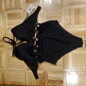 Lady's black one piece swimsuit 34B